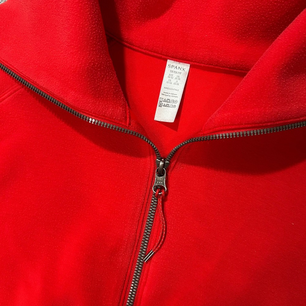 Spanx Pullover AirEssentials Half Zip 1X Red Athleisure Loungewear Soft - Picture 3 of 8
